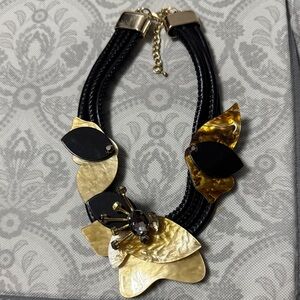 Elegant Black and Gold Statement Necklace